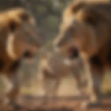 Lions in a dramatic hunt showcasing their teamwork and agility