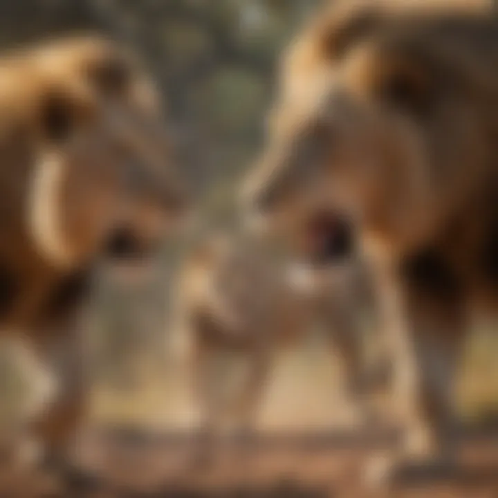 Lions in a dramatic hunt showcasing their teamwork and agility