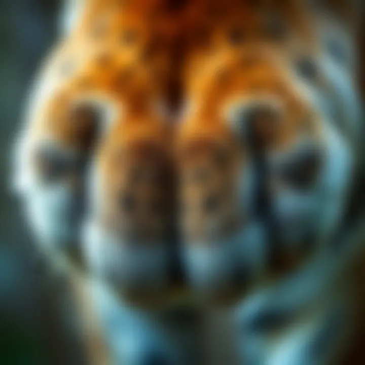 A close-up of a tiger paw revealing its impressive dimensions.