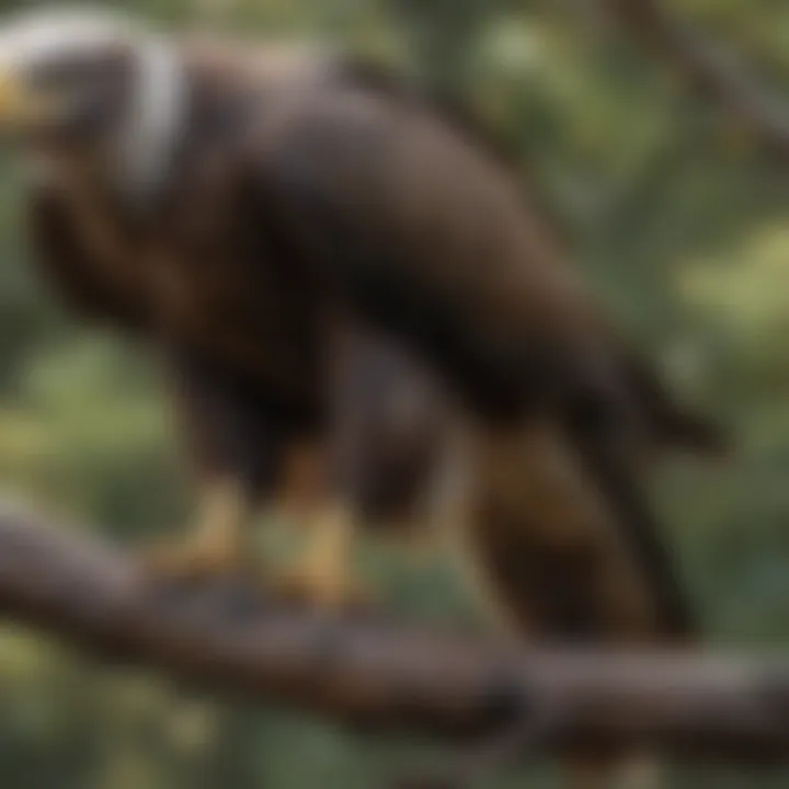 A close-up of an eagle's sharp talons gripping a branch