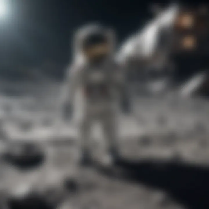 Scientific Endeavors on the Lunar Surface Astronauts conducting experiments on the moon