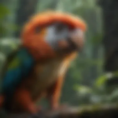 Exotic wildlife inhabiting the rainforest ecosystem