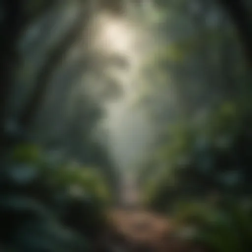 Lush canopy of a tropical rainforest teeming with life