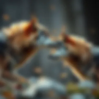 An illustration depicting the myths and realities of wolf behavior.