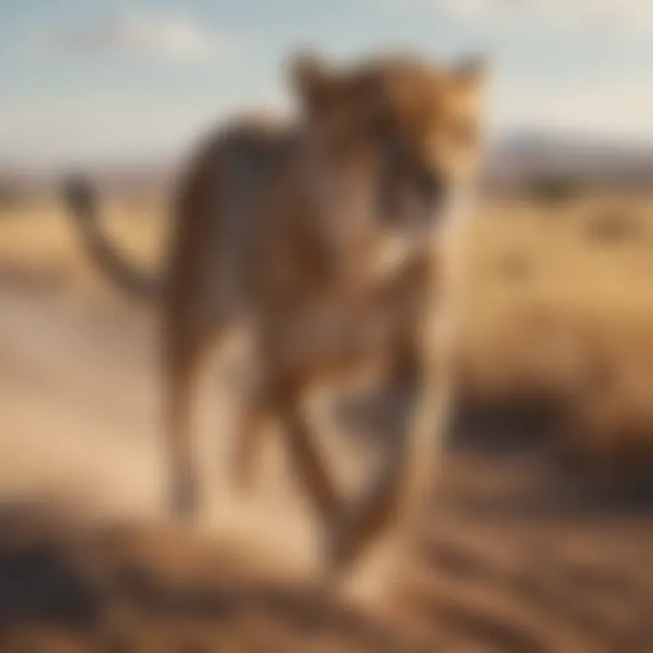 A cheetah sprinting across the savannah, demonstrating its incredible speed.