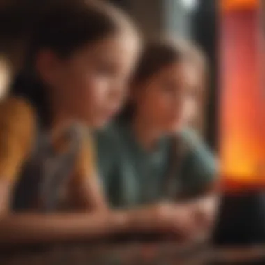 Children engaging with a lava lamp, observing its unique behavior and flow.