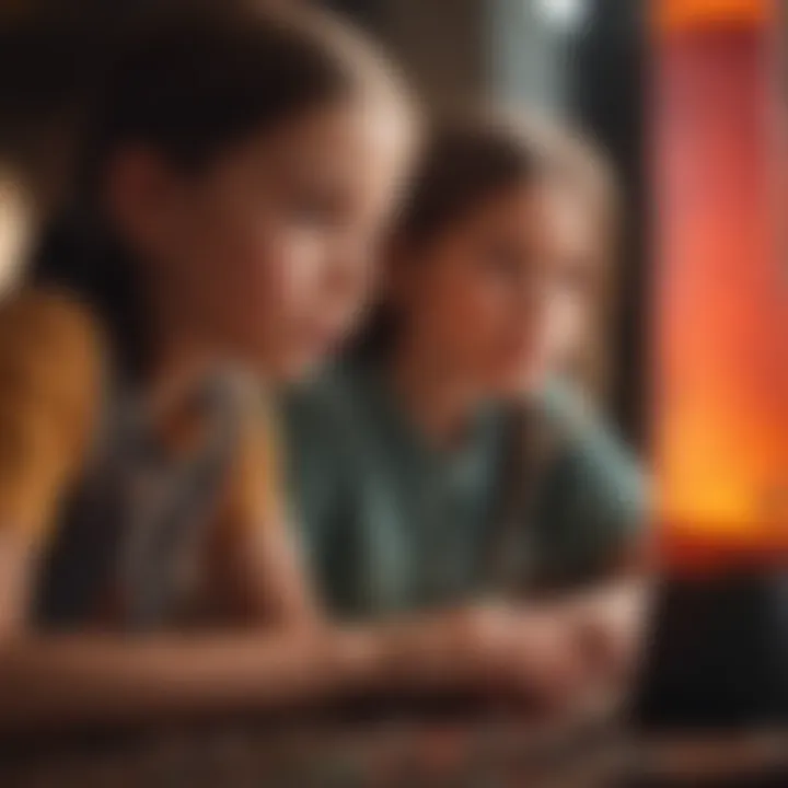 Children engaging with a lava lamp, observing its unique behavior and flow.