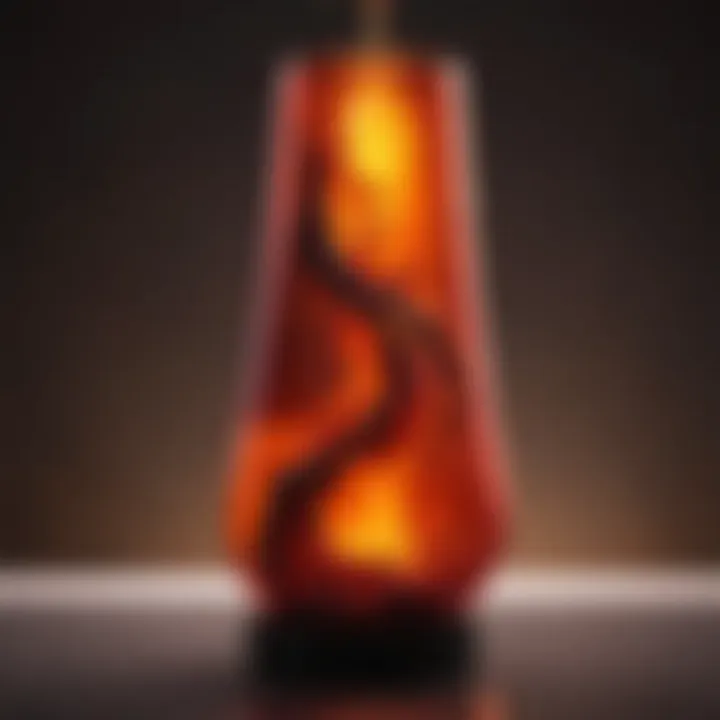 A vibrant lava lamp showcasing its mesmerizing flow of colorful wax and liquid.
