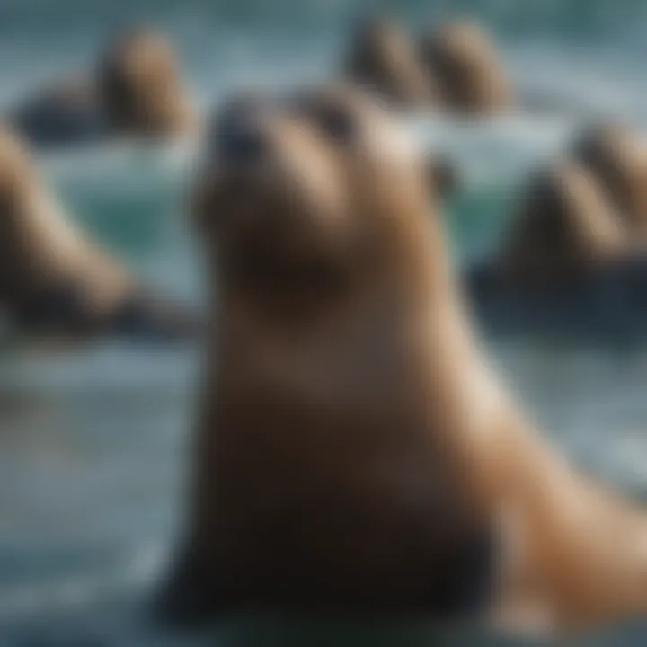An illustration of sea lion migration patterns across the ocean