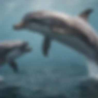 Dolphins interacting with marine researchers