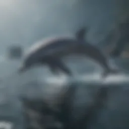 Graceful dolphins swimming in the ocean