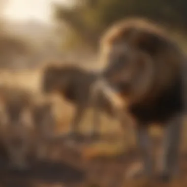 Lions working together in a coordinated hunt, illustrating their strategic group behavior.