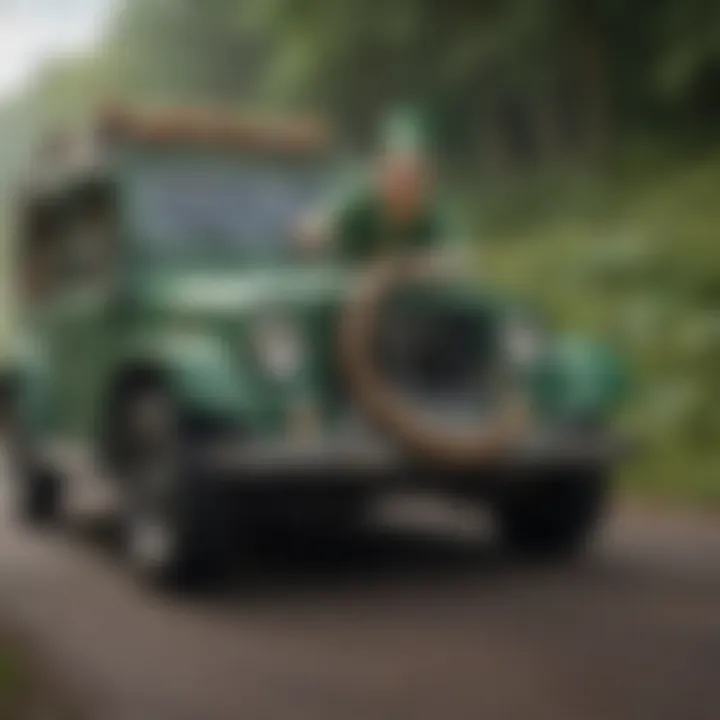 An adventurous depiction of St. Patrick driving snakes out of Ireland