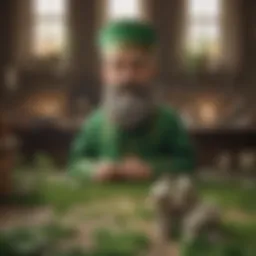 St. Patrick surrounded by shamrocks and symbols of Ireland