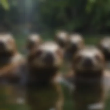 A group of sloths swimming together