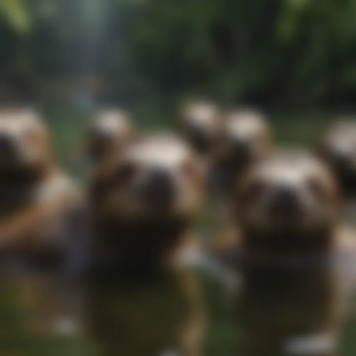 A group of sloths swimming together