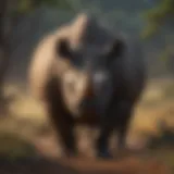 A majestic black rhinoceros in its natural habitat.