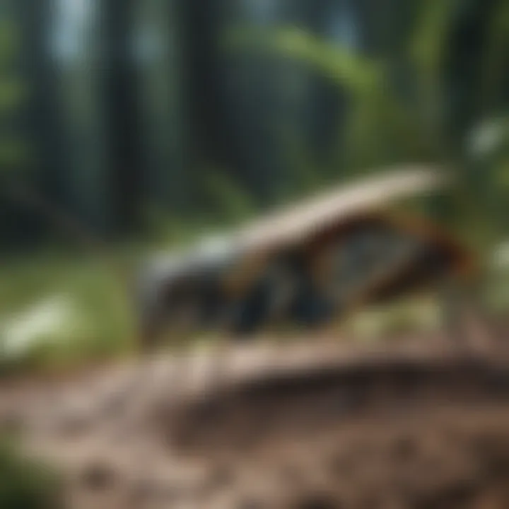 A peculiar insect exhibiting an extraordinary camouflage against its surroundings.