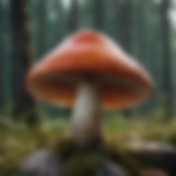 A bizarre and colorful creature resembling a living mushroom.