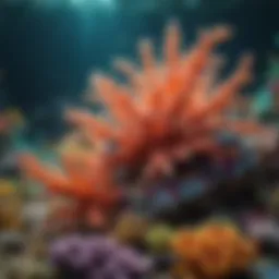 A vibrant underwater scene showcasing colorful coral reefs and diverse marine life.