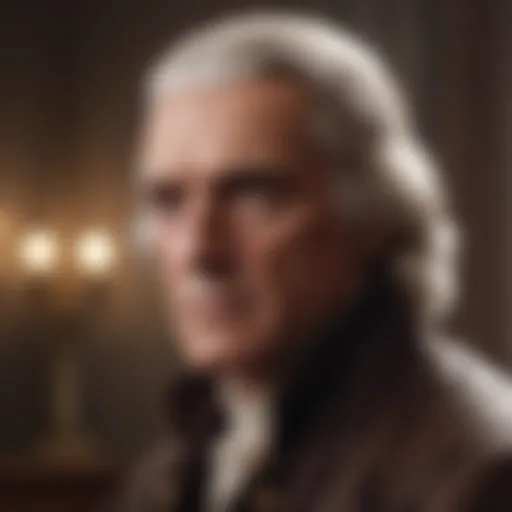 Portrait of Thomas Jefferson in contemplation