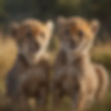 Cheetah cubs playing together in the wild