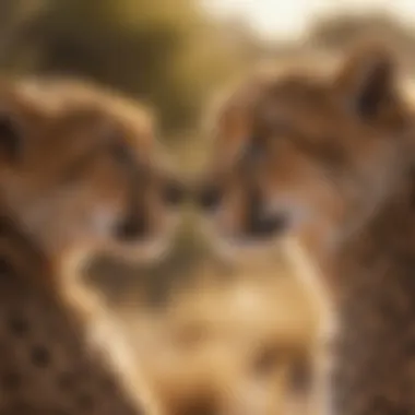 Cheetahs interacting in their natural habitat