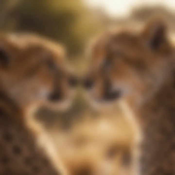 Cheetahs interacting in their natural habitat