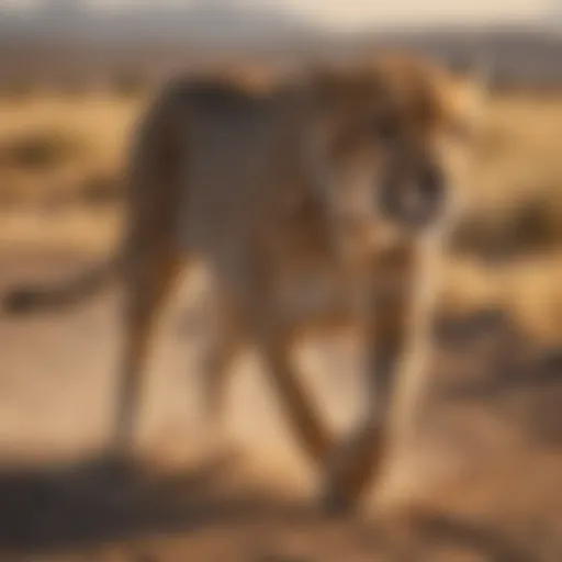 Cheetah sprinting at high speed across the savannah