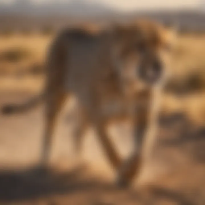 Cheetah sprinting at high speed across the savannah