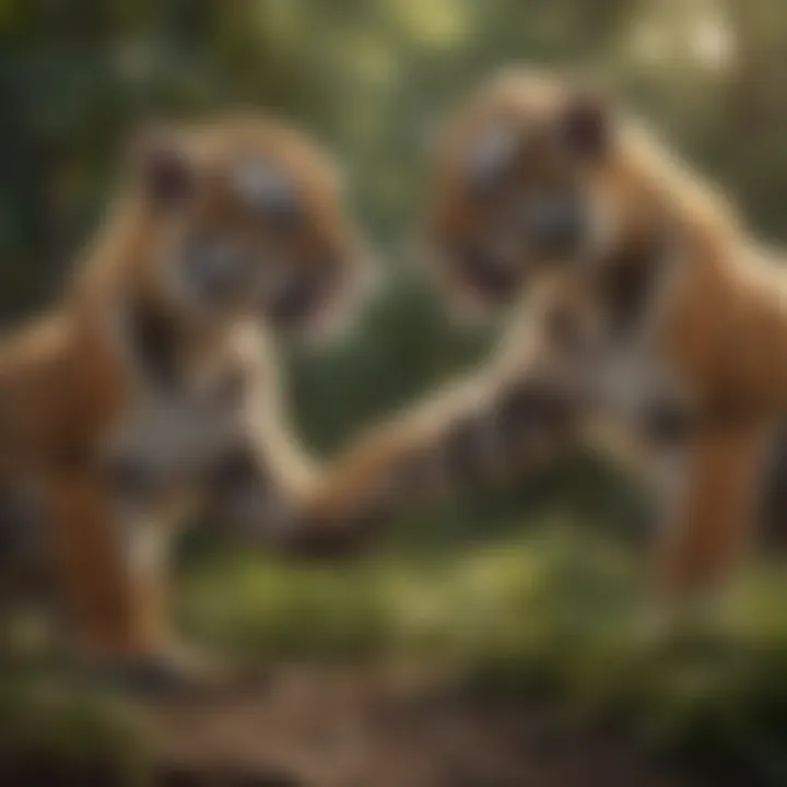 Tiger Cubs Playfully Interacting in the Wild