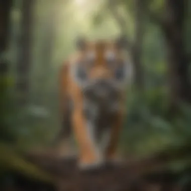 Dense Forest Habitat Essential for Tigers A captivating view of a dense forest, a crucial habitat for sustaining tiger populations.