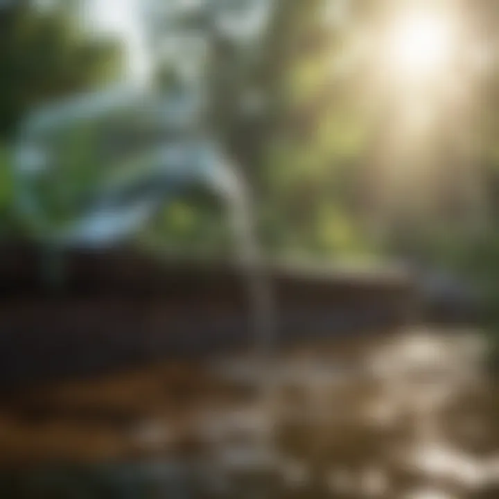 Illustration of biological water treatment processes using natural elements
