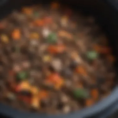 Close-up of compost materials inside a garbage can