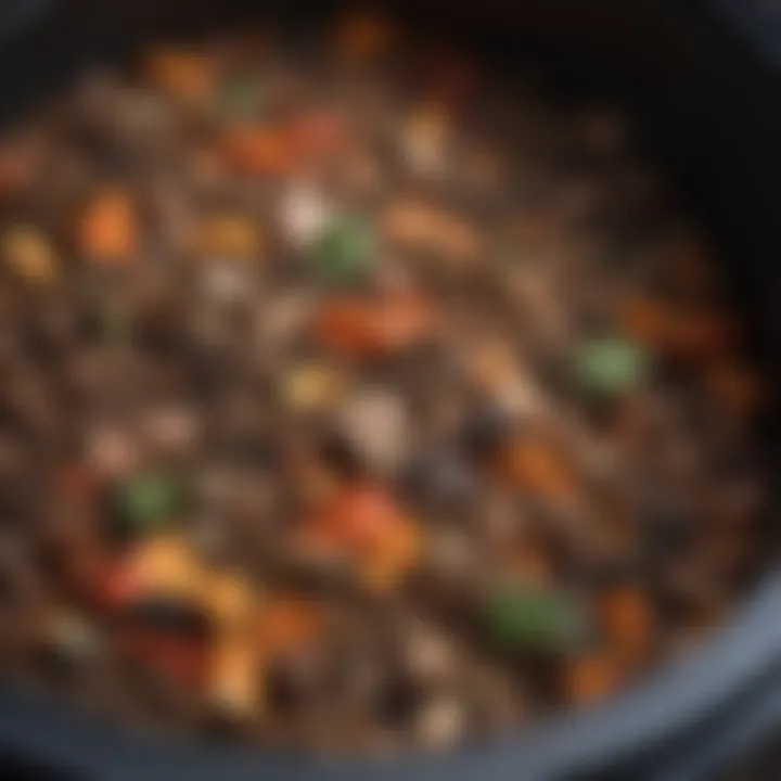 Close-up of compost materials inside a garbage can