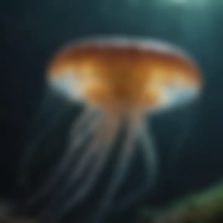 Transparent Jellyfish Drifting in Aquatic World