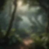 Majestic canopy of a tropical rainforest showcasing diverse tree species