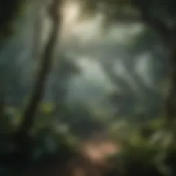 Majestic canopy of a tropical rainforest showcasing diverse tree species
