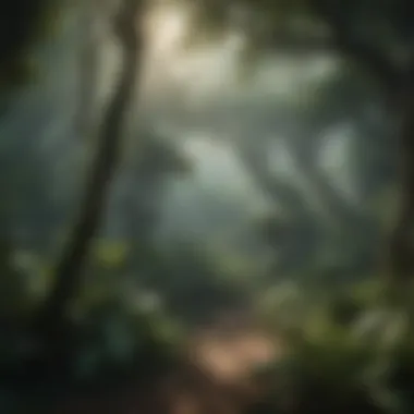 Majestic canopy of a tropical rainforest showcasing diverse tree species