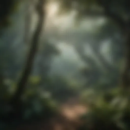 Majestic canopy of a tropical rainforest showcasing diverse tree species