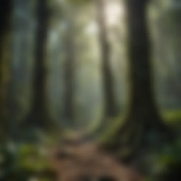 Lush understory of a tropical rainforest, highlighting tree growth and interactions