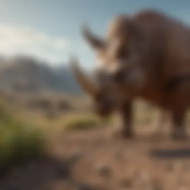 Triceratops in a Prehistoric Landscape An artistic depiction of a Triceratops in a prehistoric landscape, illustrating its significance.