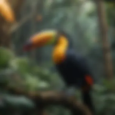 Colorful toucan in the tropical rainforest