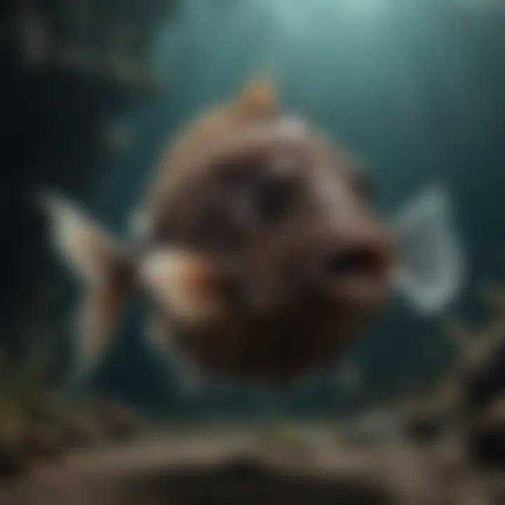 An intriguing anglerfish showcasing its luminous lure in the abyss