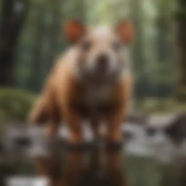 A peculiar mammal with distinctive features in its natural habitat