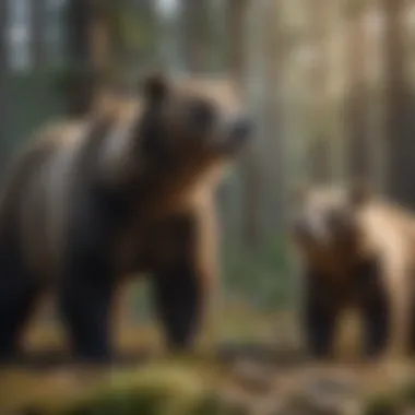 An illustration showing different bear species in their natural habitats