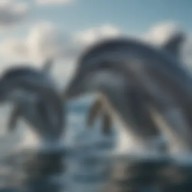A pod of bottlenose dolphins interacting playfully