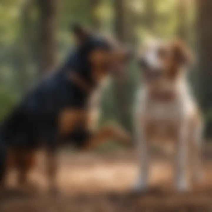 A dog demonstrating playfulness with a playful stance