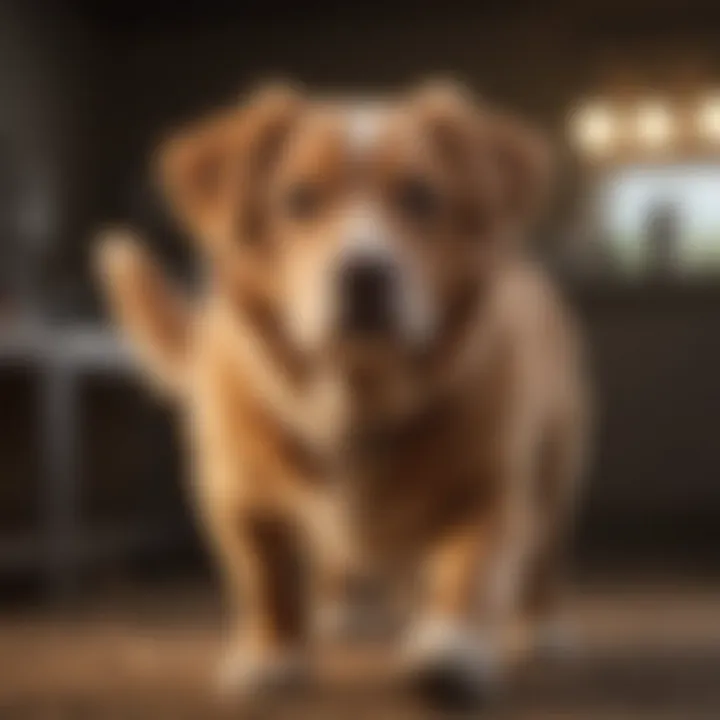 A dog showing signs of stress with body language, such as tucked tail