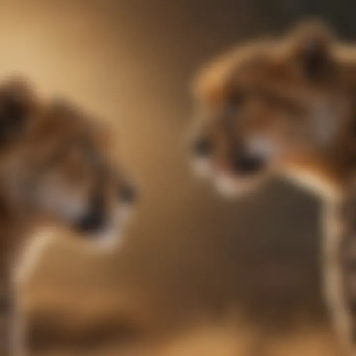 Cheetah facing off with a formidable rival